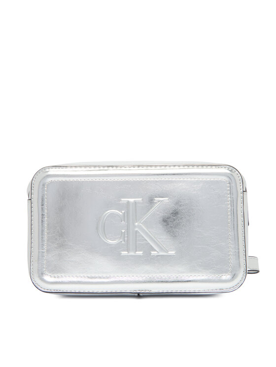 Calvin Klein Дамска чанта Calvin Klein Bold Ck Metallic Camera Bag LV04F3331G Сребрист