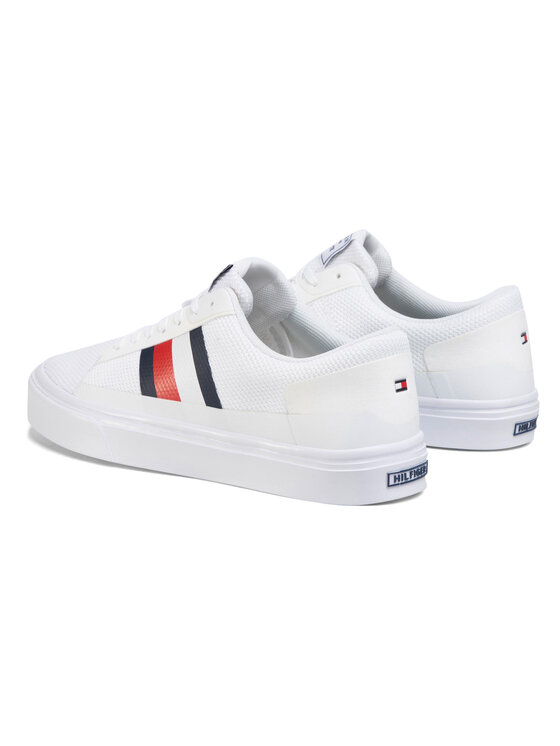 Tommy Hilfiger Laisvalaikio batai Tommy Hilfiger Lightweight Stripes Knit Sneaker FM0FM02689 Balta