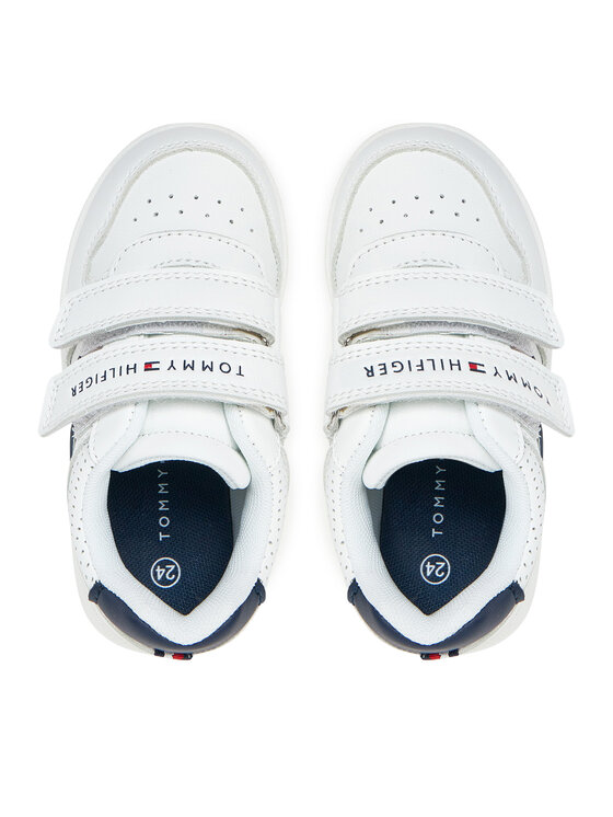 Tommy Hilfiger Snīkeri Tommy Hilfiger Flag Low Cut Velcro Sneaker T1X9-33841-1355 M Balts
