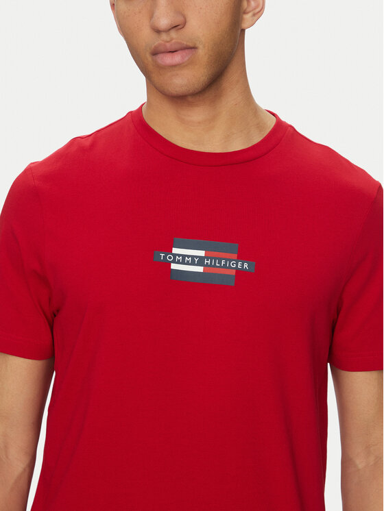Tommy Hilfiger Tommy Hilfiger Camiseta Flag Box MW0MW38636 Rojo Regular Fit
