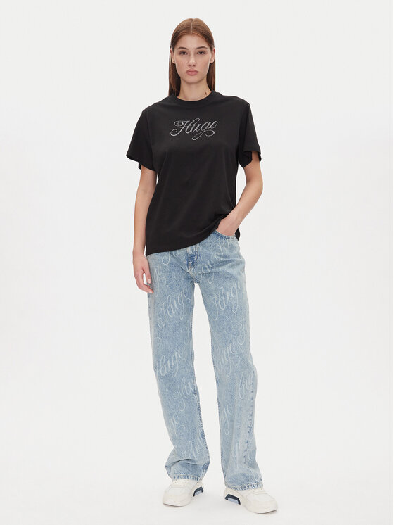 HUGO HUGO T-shirt Vintage Tee 50537239 Crna Relaxed Fit