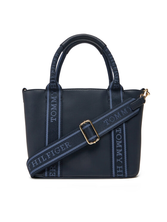 Tommy Hilfiger Дамска чанта Tommy Hilfiger Th Logotape Mini Tote AW0AW17201 Тъмносин