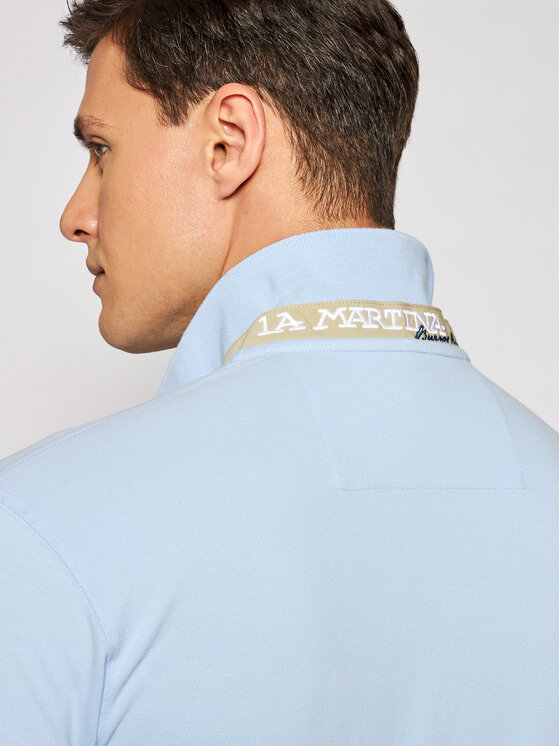 La Martina La Martina Polo majica Piquet CCMP02 PK001 Svetlo modra Slim Fit