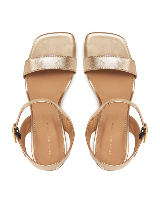 Tommy Hilfiger Sandály Tommy Hilfiger High Heel Golden Leather Sandal FW0FW08674 Zlatá