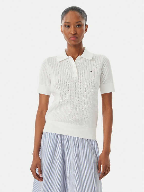 Tommy Hilfiger Tommy Hilfiger Pólóing WW0WW49362 Fehér Slim Fit