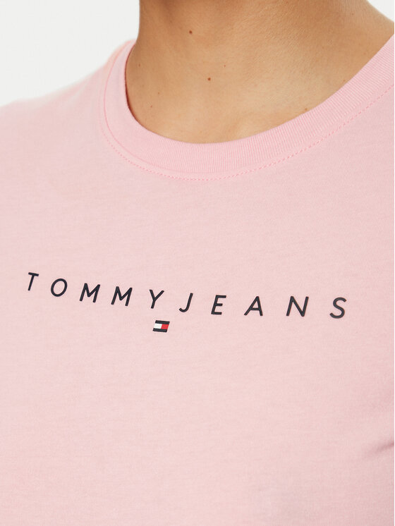 Tommy Jeans Tommy Jeans Póló Linear DW0DW18398 Rózsaszín Slim Fit