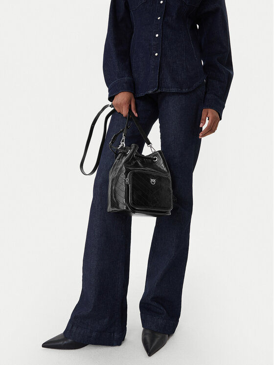 PINKO Borsetta PINKO Cargo Bucket Vitello Al 25-26 PLTT 105112 A2JC Nero