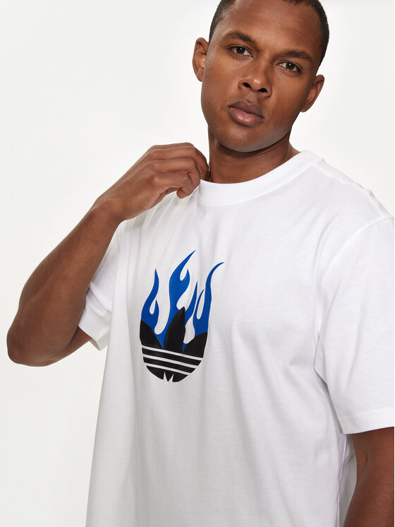 adidas adidas Marškinėliai Flames Logo IS2944 Balta Loose Fit