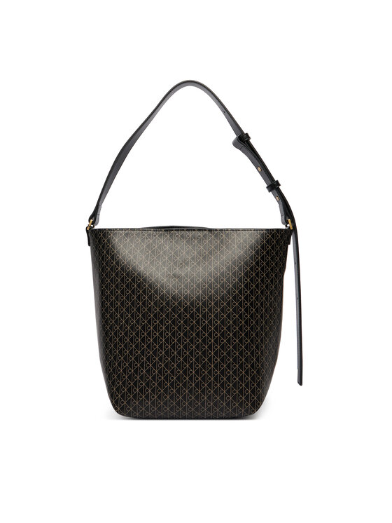 Calvin Klein Torebka Calvin Klein Emblem Aop Medium Bucket LV04F3365G Czarny