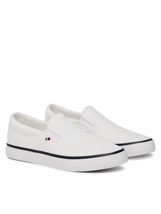 Tommy Hilfiger Πάνινα παπούτσια Tommy Hilfiger Th Hi Vulc Core Low Ii Slipon FM0FM05514 Λευκό
