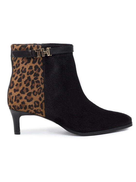 Tommy Hilfiger Botki Tommy Hilfiger Leo Print Bootie FW0FW04501 Czarny
