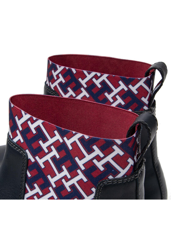 Tommy Hilfiger Sztyblety Tommy Hilfiger Fashion Th Chunky Lth Chelsea FM0FM04369 Granatowy