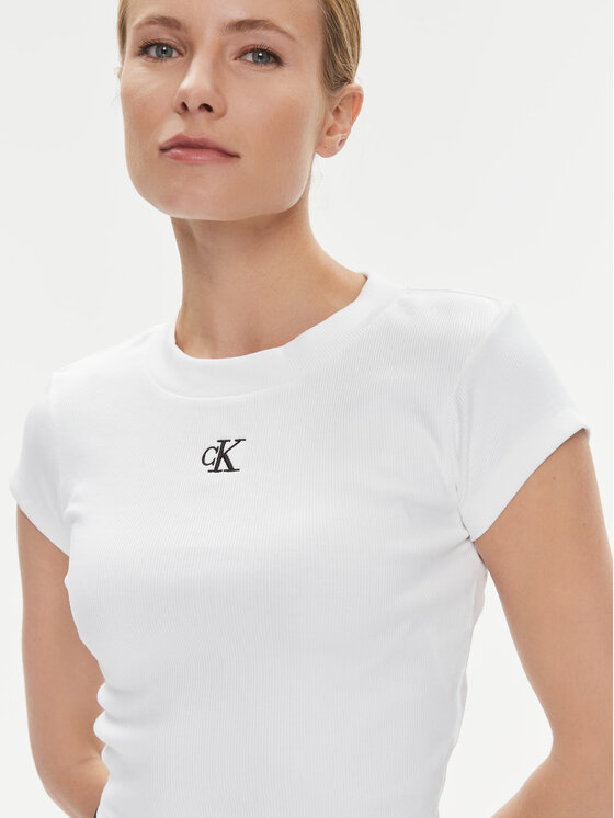 Calvin Klein Jeans Calvin Klein Jeans Marškinėliai J20J218337 Balta Slim Fit