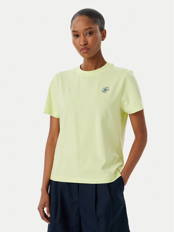Tommy Hilfiger Tommy Hilfiger Camiseta Logo Embroidery WW0WW48699 Amarillo claro Regular Fit
