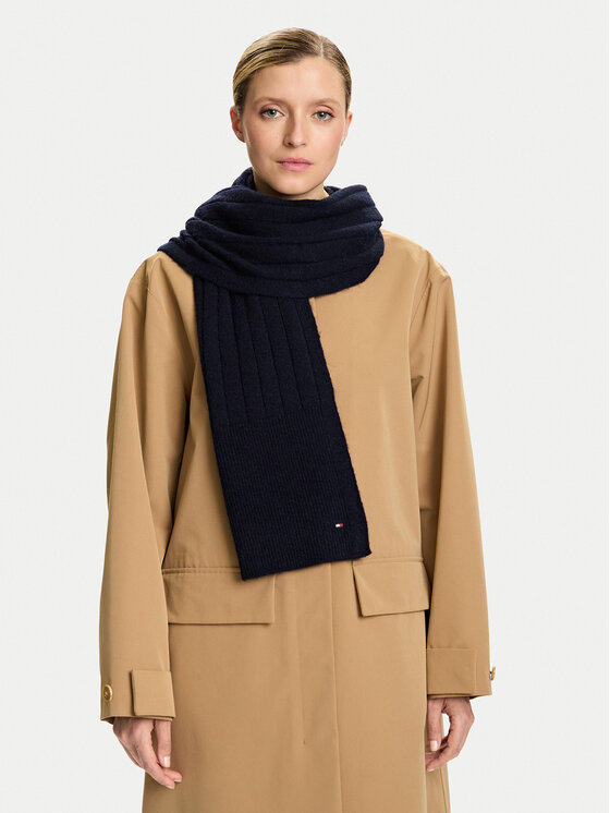 Tommy Hilfiger Šál Tommy Hilfiger Flag Fluffy AW0AW17787 Tmavomodrá
