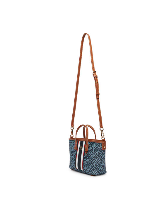 Tommy Hilfiger Ročna torba Tommy Hilfiger Th Monoplay Mini Tote Stripe Le AW0AW18389 Modra