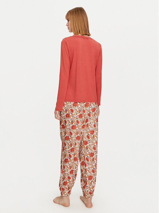 Selmark Selmark Pijama Flores P6973 Naranja Regular Fit