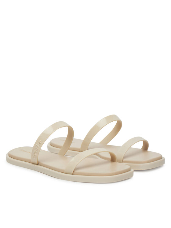 Calvin Klein Šlepetės Calvin Klein Double Bar Slide - Jelly HW0HW02417 Écru