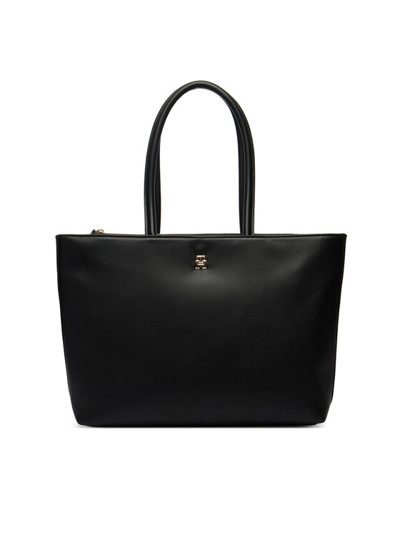 Tommy Hilfiger Дамска чанта Tommy Hilfiger Th Logotape Tote AW0AW18742 Черен