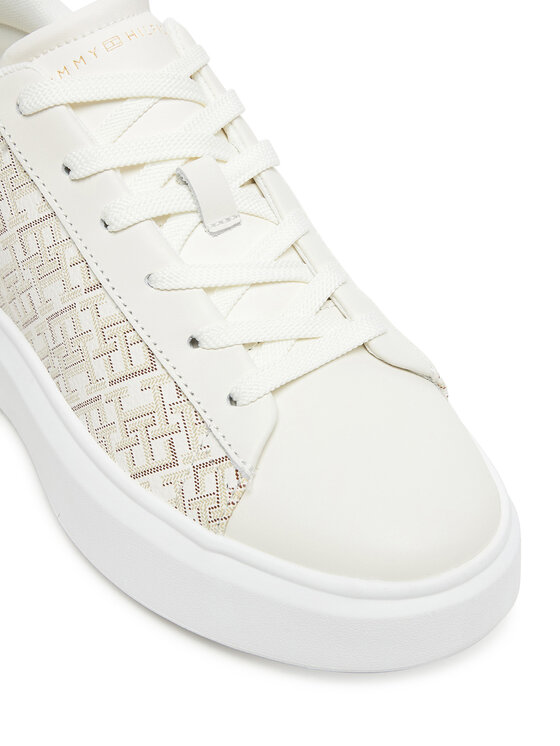 Tommy Hilfiger Sneakersy Tommy Hilfiger Monogram Platform Snk FW0FW09155 Écru