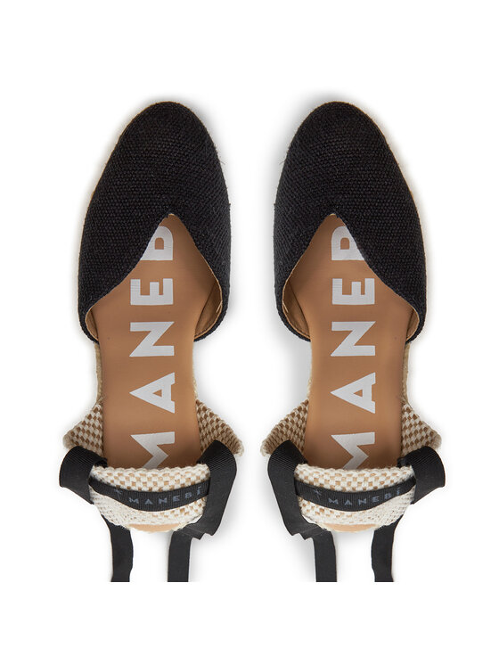 Manebi Еспадрильї Manebi La Havana Heart-Shaped Wedge Espadrilles O 7.9 WH Чорний