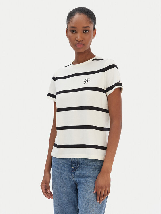 Tommy Hilfiger Tommy Hilfiger Camiseta Script WW0WW47809 Beis Regular Fit