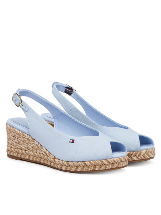 Tommy Hilfiger Espadrile Tommy Hilfiger Hemp Slingback Wedge Espadrilles FW0FW09472 Svijetlo plava