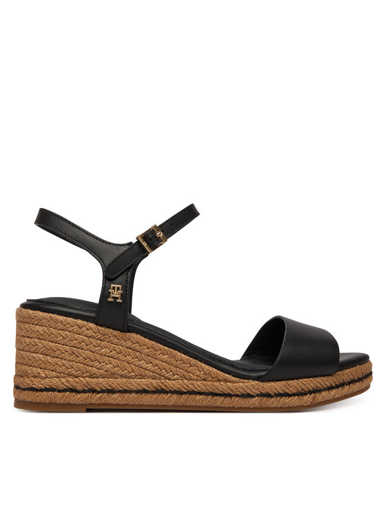 Tommy Hilfiger Espadrilky Tommy Hilfiger Mid Wedge Espad Leather FW0FW09340 Čierna