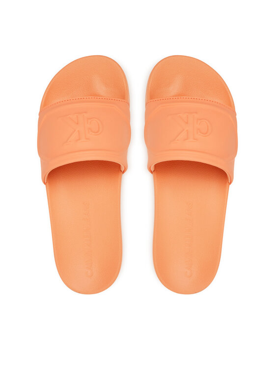 Calvin Klein Jeans Natikači Calvin Klein Jeans Slide Pu Hf Mg YW0YW01879 Oranžna