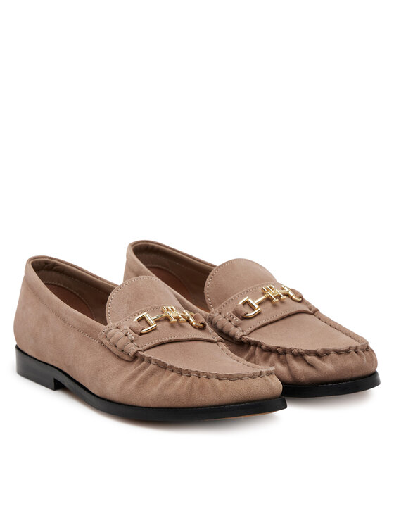 Tommy Hilfiger Īsi apavi Tommy Hilfiger Soft Suede Horsebit Loafer FW0FW08649 Bēšs