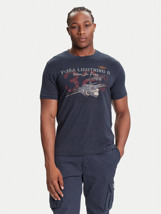 Aeronautica Militare Aeronautica Militare Camiseta 252TS2472UJ00708 Azul marino Regular Fit