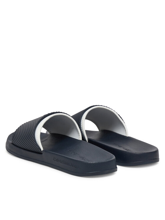 Calvin Klein Jeans Şlapi Calvin Klein Jeans Slide Rubber Neoprene Text YM0YM01234 Bleumarin