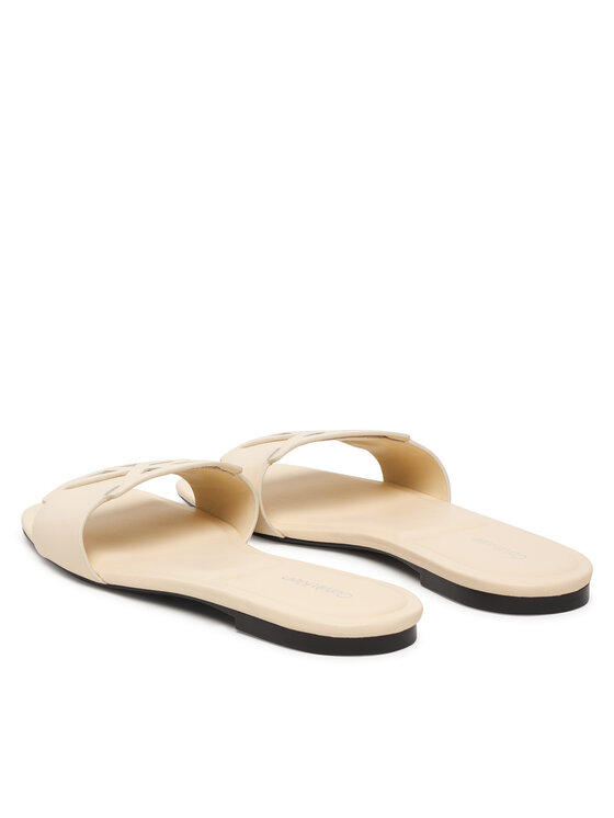 Calvin Klein Natikači Calvin Klein Square Flat Sandal Emblem HW0HW03128 Écru