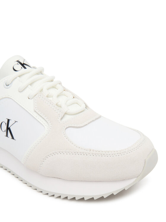 Calvin Klein Jeans Сникърси Calvin Klein Jeans Runner Laceup Sock Mg Nylon Mix YW0YW01644 Бял