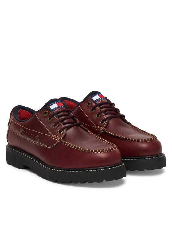 Tommy Jeans Обувки Tommy Jeans Archive '01 Boat Shoe Leather EM0EM01651 Кафяв