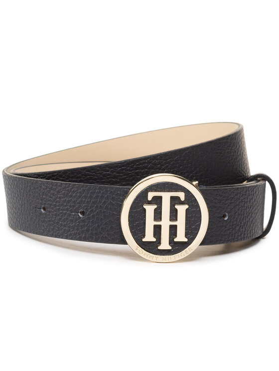 Tommy Hilfiger Cinturón para mujer Tommy Hilfiger Th Round Buckle Belt 3.0 AW0AW08605 Azul marino