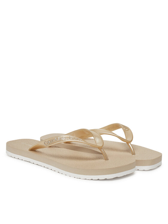 Calvin Klein Jeans Žabky Calvin Klein Jeans Thong+ Tpu Metallic YW0YW01720 Béžová