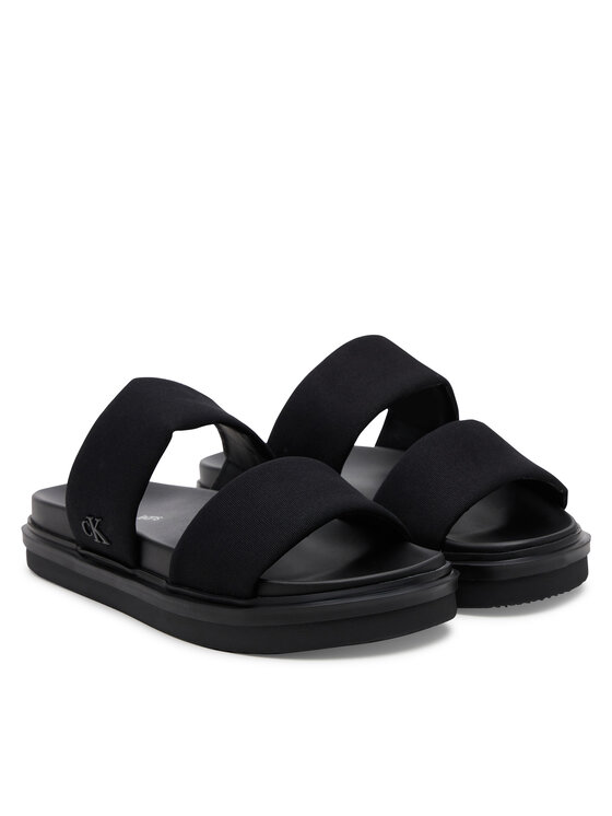 Calvin Klein Jeans Klapki Calvin Klein Jeans Flat Molded Dbl Bar Sandal Cv YM0YM01222 Czarny