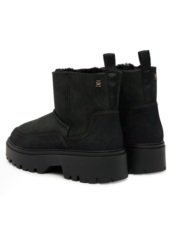 Tommy Hilfiger Μπότες Χιονιού Tommy Hilfiger Real Shearling Pullon FW0FW08997 Μαύρο