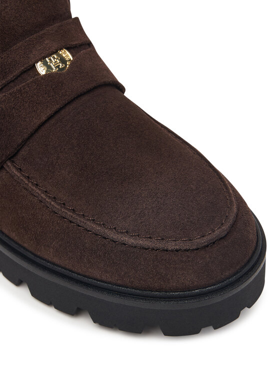 Tommy Hilfiger Polokozačky Tommy Hilfiger Th Enamel Charm Loafer Boot FW0FW09680 Hnědá