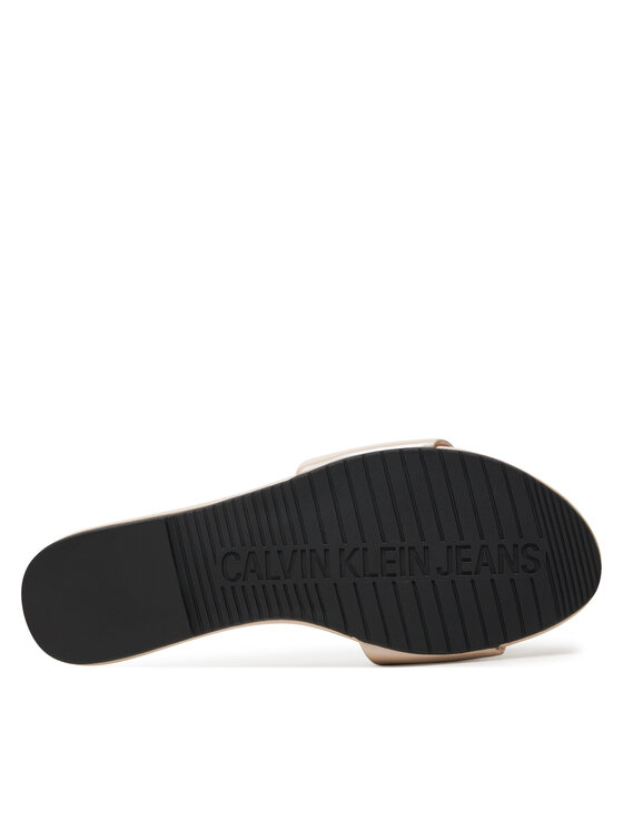Calvin Klein Jeans Şlapi Calvin Klein Jeans Flat Sandal Slide Mg Met YW0YW01348 Bej