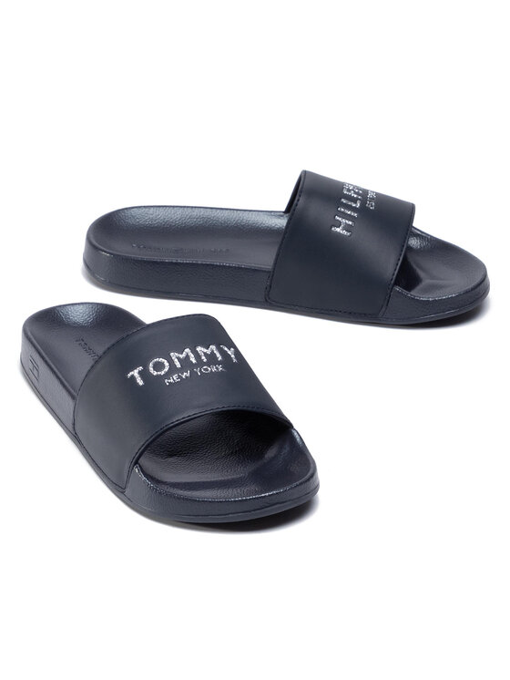 Tommy Hilfiger Şlapi Tommy Hilfiger Th Glitter Pool Slide FW0FW04982 Bleumarin
