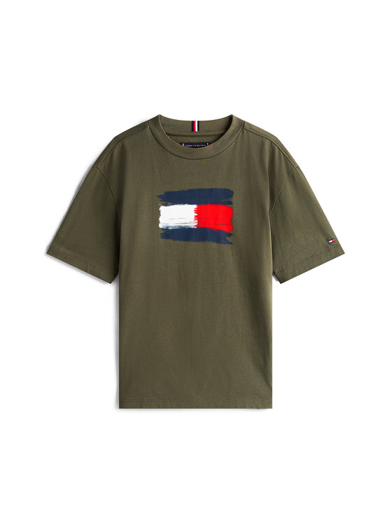 Tommy Hilfiger Tommy Hilfiger Camiseta Flag Archive KB0KB10111 Verde Regular Fit