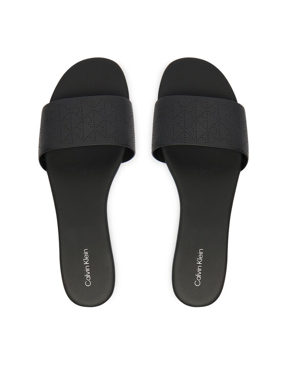 Calvin Klein Šľapky Calvin Klein Org Flat Sndl One Bar Lth Aop HW0HW02857 Čierna