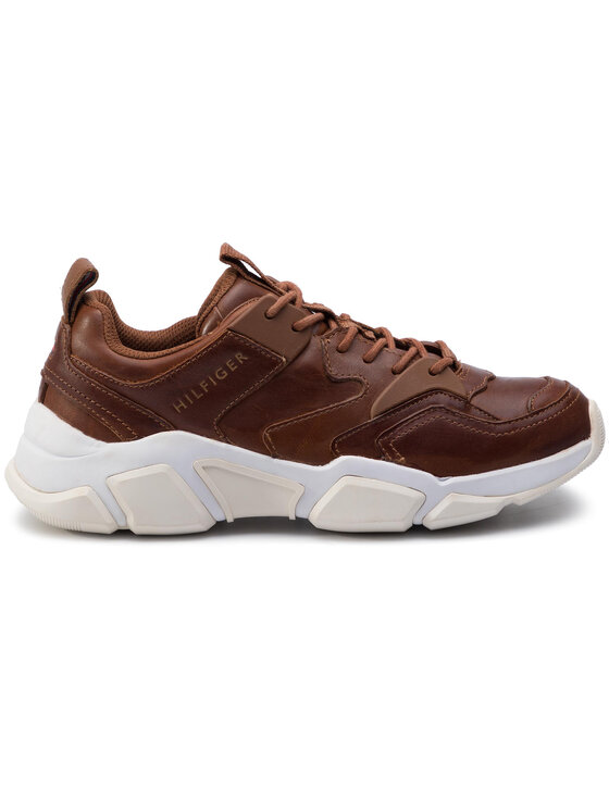 Tommy Hilfiger Snīkeri Tommy Hilfiger Chunky Leather Runner FM0FM02474 Brūns