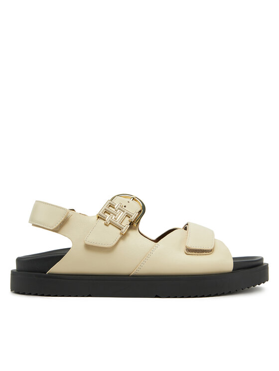 Tommy Hilfiger Basutės Tommy Hilfiger Leather Sporty Sandal FW0FW08799 Écru