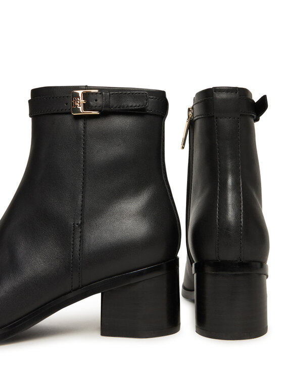 Tommy Hilfiger Īsie zābaki Tommy Hilfiger Th Buckle Riding Mid Heel Bootie FW0FW08859 Melns