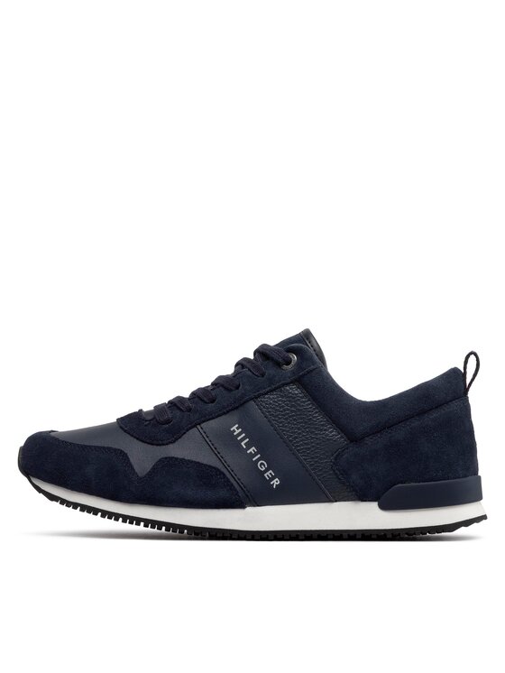 Tommy Hilfiger Сникърси Tommy Hilfiger Iconic Leather Suede Mix Runner FM0FM00924 Тъмносин