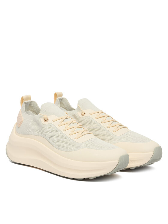 Calvin Klein Snīkeri Calvin Klein Chunky Runner Lace Up Sock Knit YW0YW02033 Écru