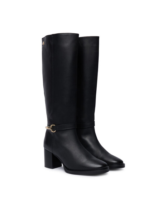 Tommy Hilfiger Ботуши Tommy Hilfiger Th Stud Heel Riding Knee Boot FW0FW09551 Черен